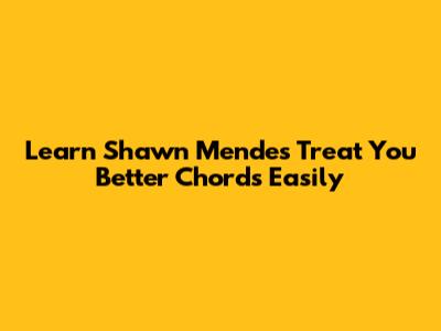 Learn Shawn Mendes' 'Treat You Better' Chords Easily