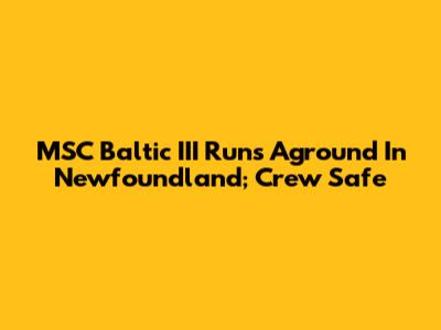 MSC Baltic III Runs Aground In Newfoundland; Crew Safe