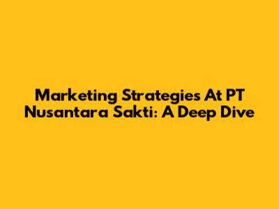 Marketing Strategies At PT Nusantara Sakti: A Deep Dive