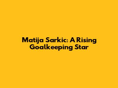 Matija Sarkic: A Rising Goalkeeping Star