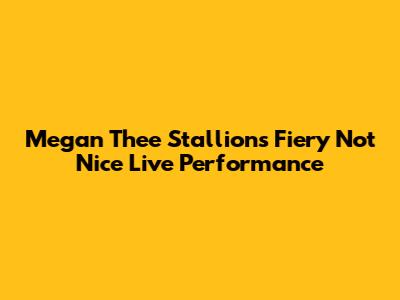 Megan Thee Stallion's Fiery 'Not Nice' Live Performance