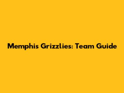 Memphis Grizzlies: Team Guide
