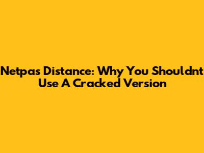 Netpas Distance: Why You Shouldn't Use A Cracked Version