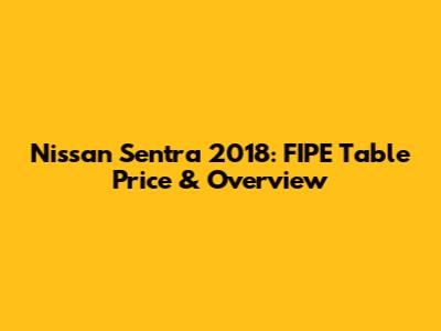 Nissan Sentra 2018: FIPE Table Price & Overview