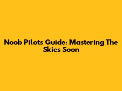 Noob Pilot's Guide: Mastering The Skies Soon