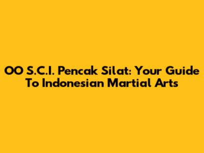 OO S.C.I. Pencak Silat: Your Guide To Indonesian Martial Arts