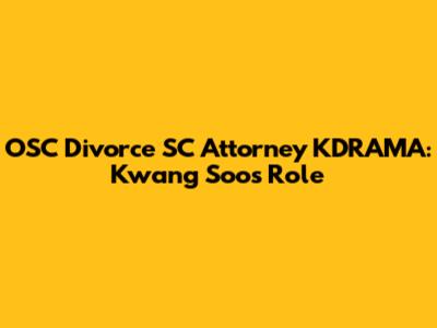 OSC Divorce SC Attorney KDRAMA: Kwang Soo's Role