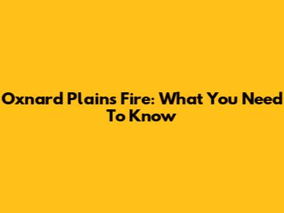 Oxnard Plains Fire: What You Need To Know