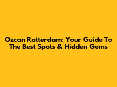 Ozcan Rotterdam: Your Guide To The Best Spots & Hidden Gems