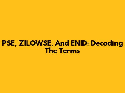 PSE, ZILOWSE, And ENID: Decoding The Terms