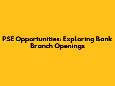PSE Opportunities: Exploring Bank Branch Openings