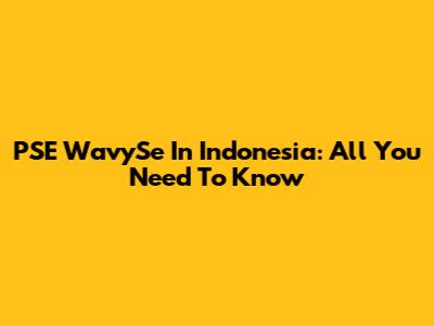 PSE WavySe In Indonesia: All You Need To Know