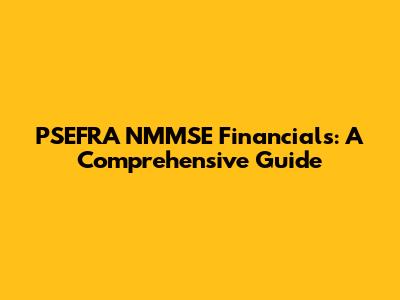 PSEFRA NMMSE Financials: A Comprehensive Guide