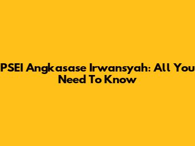 PSEI Angkasase Irwansyah: All You Need To Know