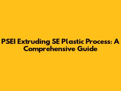 PSEI Extruding SE Plastic Process: A Comprehensive Guide