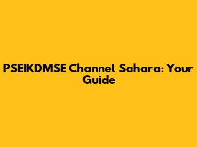 PSEIKDMSE Channel Sahara: Your Guide