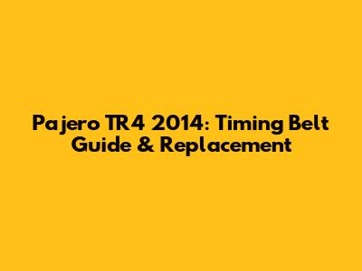 Pajero TR4 2014: Timing Belt Guide & Replacement