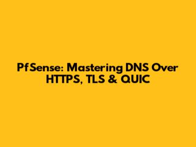 PfSense: Mastering DNS Over HTTPS, TLS & QUIC