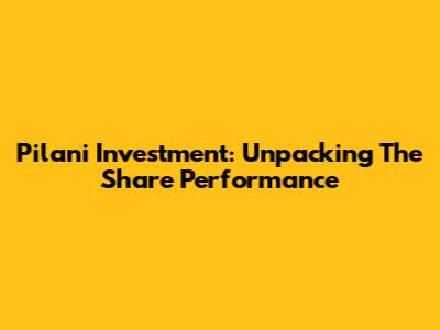 Pilani Investment: Unpacking The Share Performance