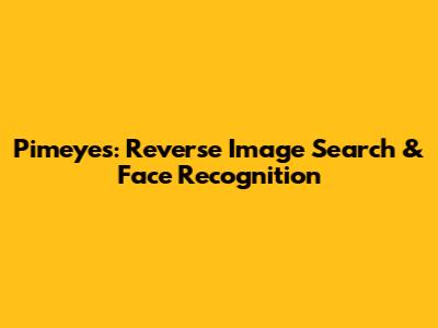 Pimeyes: Reverse Image Search & Face Recognition