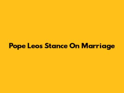 Pope Leo's Stance On Marriage