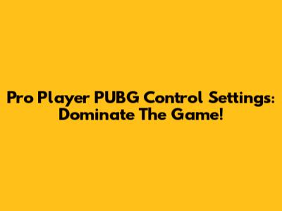 Pro Player PUBG Control Settings: Dominate The Game!