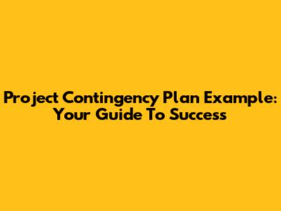 Project Contingency Plan Example: Your Guide To Success