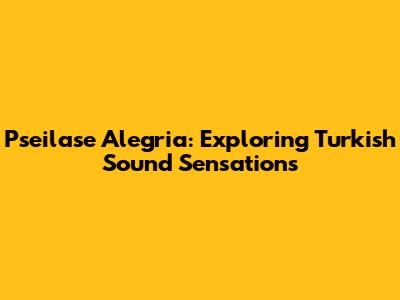 Pseilase Alegria: Exploring Turkish Sound Sensations