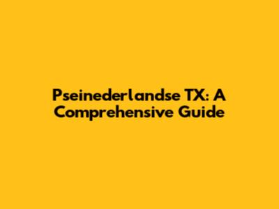 Pseinederlandse TX: A Comprehensive Guide
