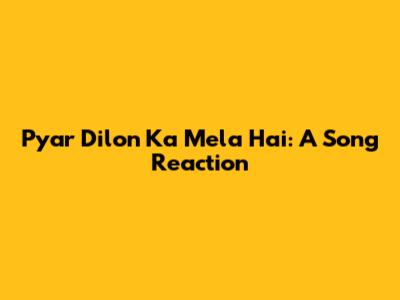 Pyar Dilon Ka Mela Hai: A Song Reaction