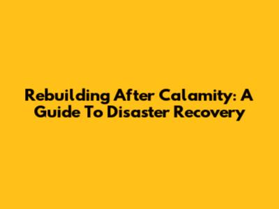 Rebuilding After Calamity: A Guide To Disaster Recovery