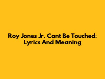 Roy Jones Jr. Can't Be Touched: Lyrics And Meaning