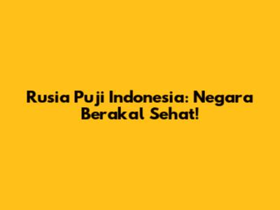 Rusia Puji Indonesia: Negara Berakal Sehat!