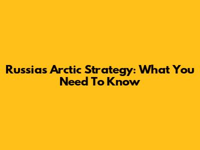 Russia's Arctic Strategy: What You Need To Know
