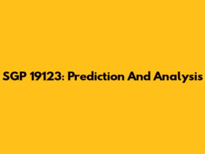 SGP 19123: Prediction And Analysis