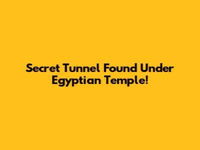 Secret Tunnel Found Under Egyptian Temple!