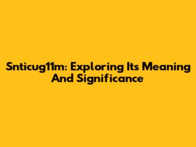 Snticug11m: Exploring Its Meaning And Significance