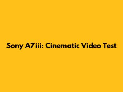 Sony A7iii: Cinematic Video Test