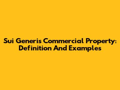 Sui Generis Commercial Property: Definition And Examples