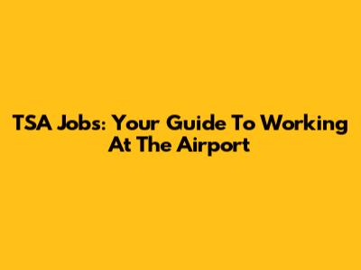 TSA Jobs: Your Guide To Working At The Airport
