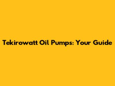 Tekirowatt Oil Pumps: Your Guide