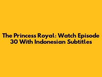 The Princess Royal: Watch Episode 30 With Indonesian Subtitles