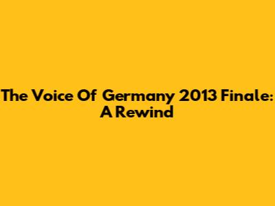 The Voice Of Germany 2013 Finale: A Rewind