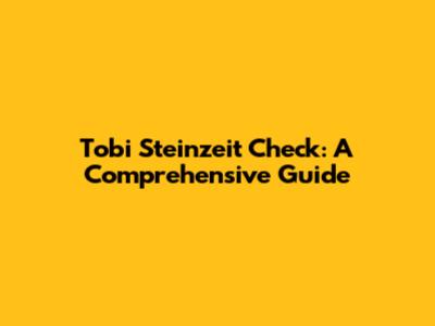 Tobi Steinzeit Check: A Comprehensive Guide