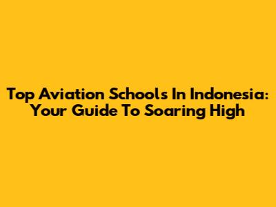 Top Aviation Schools In Indonesia: Your Guide To Soaring High