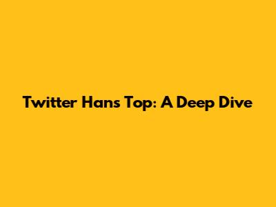 Twitter Hans Top: A Deep Dive