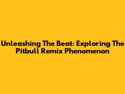 Unleashing The Beat: Exploring The Pitbull Remix Phenomenon