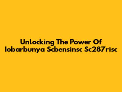 Unlocking The Power Of Iobarbunya Scbensinsc Sc287risc