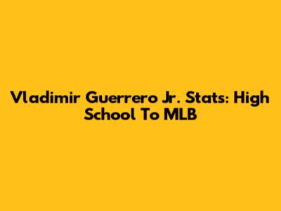 Vladimir Guerrero Jr. Stats: High School To MLB
