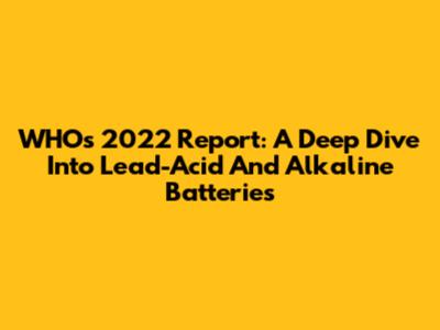 WHO's 2022 Report: A Deep Dive Into Lead-Acid And Alkaline Batteries